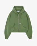 Script Zip-Up Hoodie Green front