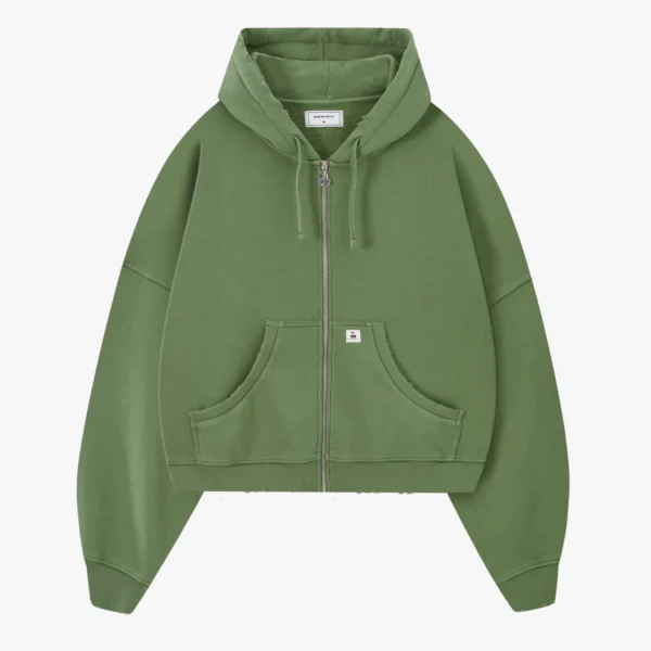 Script Zip-Up Hoodie Green front