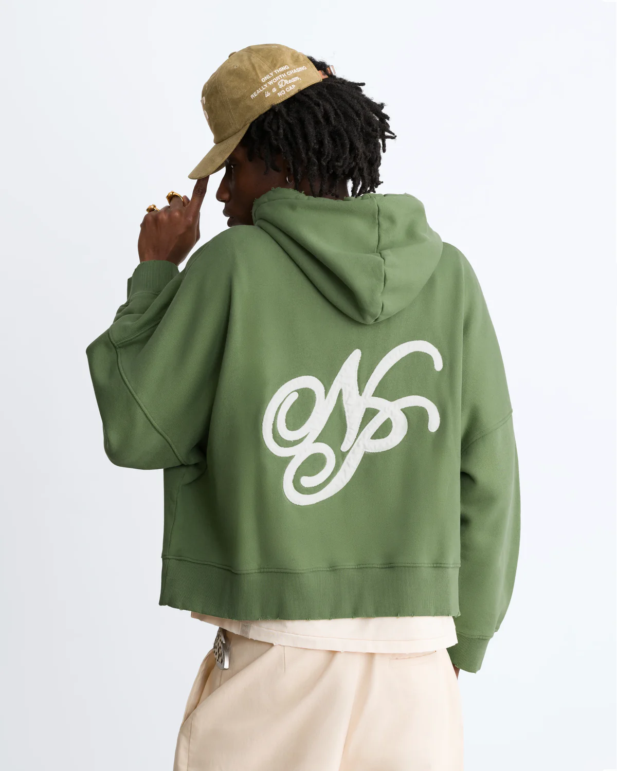 Script Zip-Up Hoodie Green - Image 5