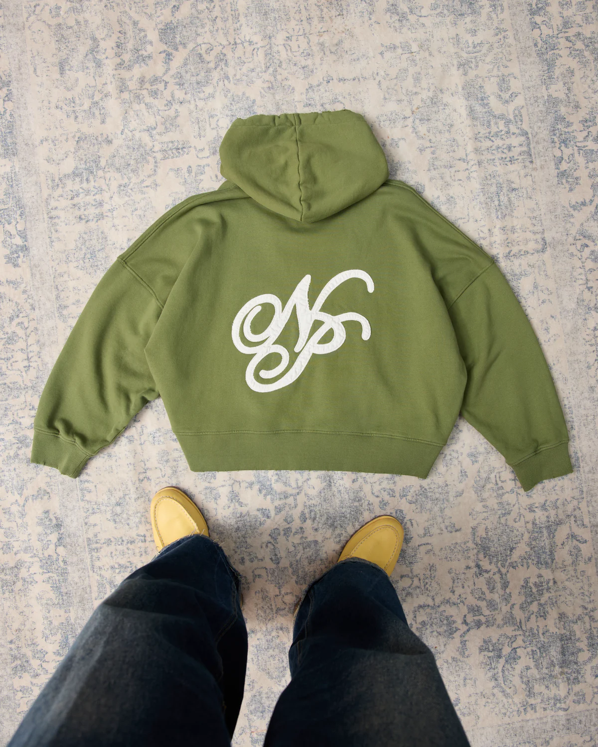 Script Zip-Up Hoodie Green - Image 6