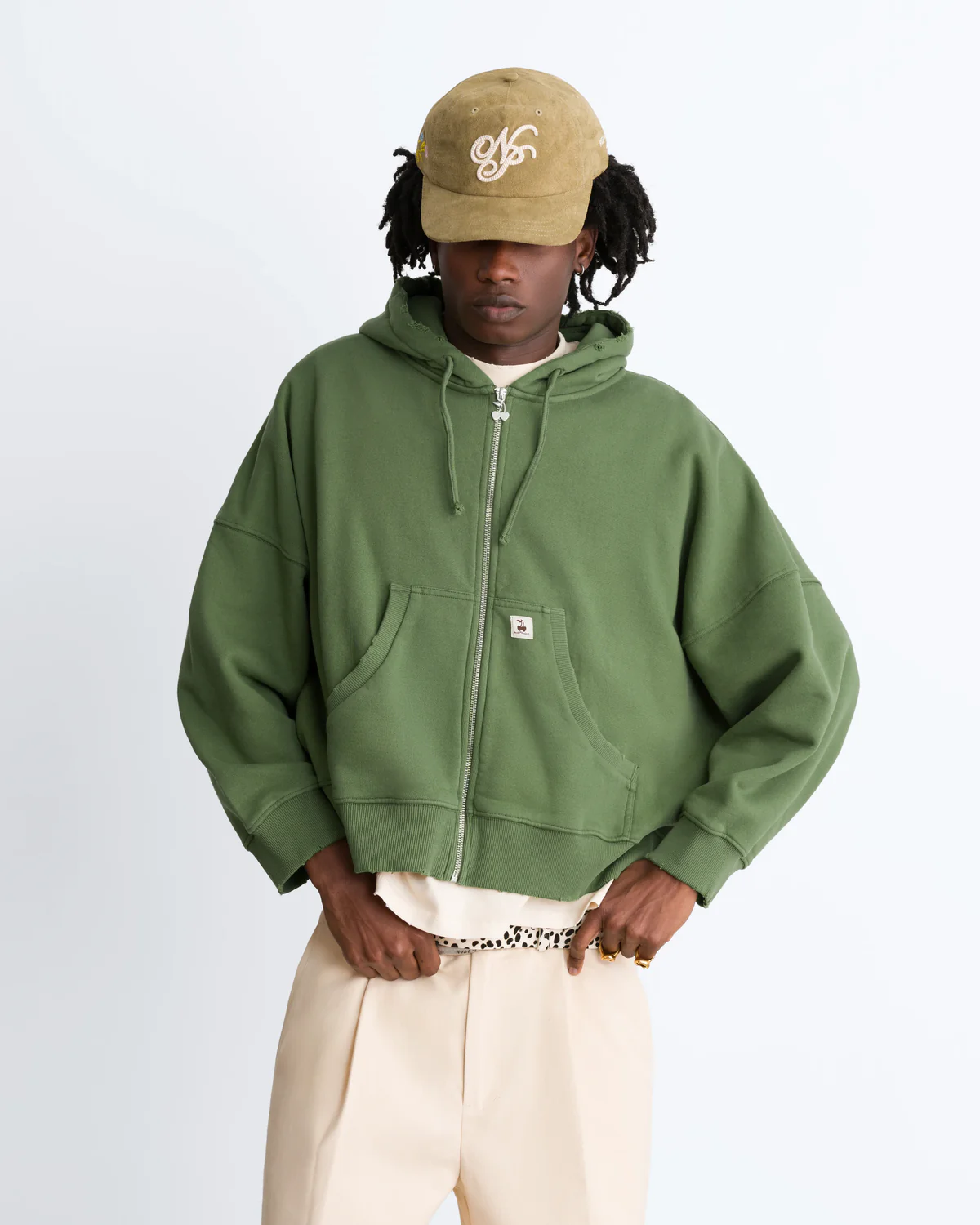 Script Zip-Up Hoodie Green - Image 8