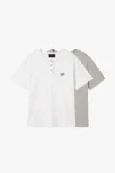 Henley Neck Tee White-Grey 2xPack